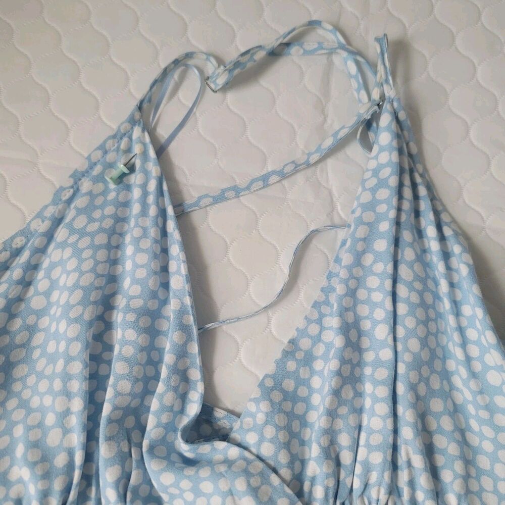 Skylar + Madison Blue White V-Neck Spaghetti Strap Dress M - Picture 12 of 14